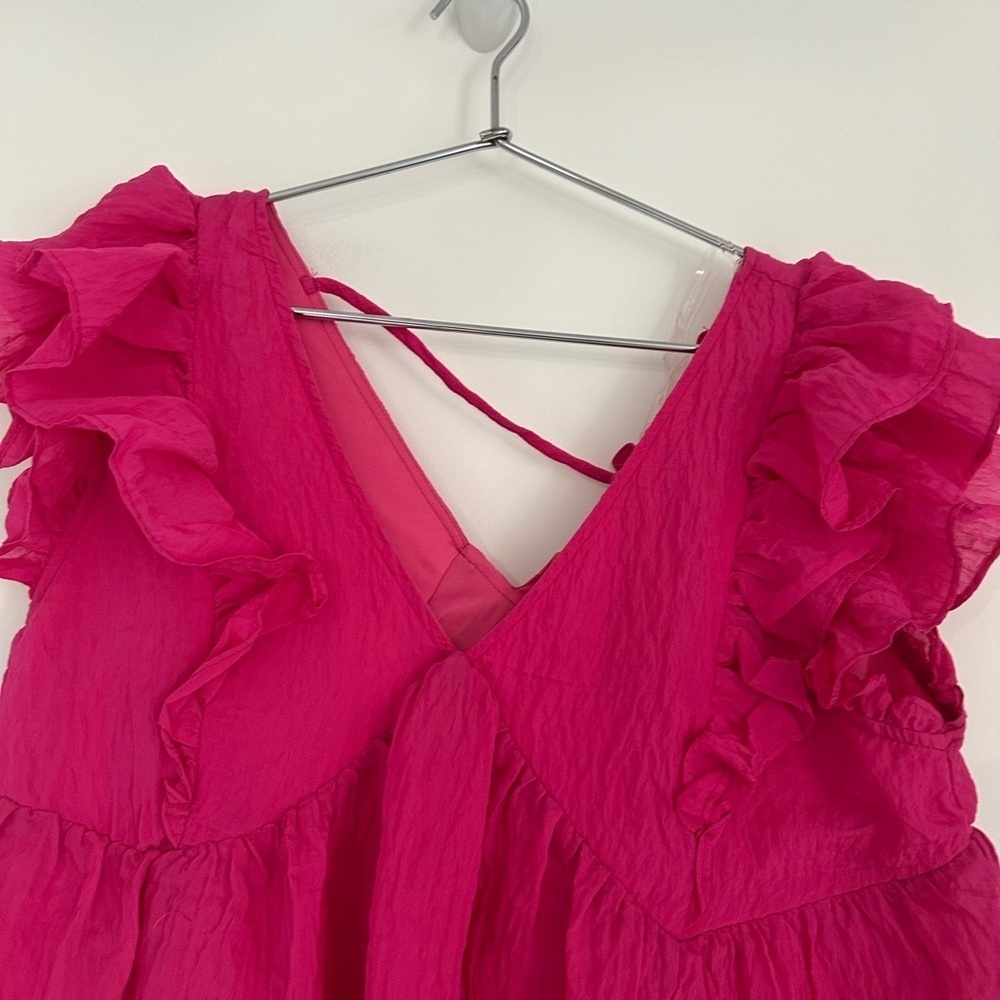 Entro Fuchsia Ruffle Sleeve Blouse - Picture 2 of 8